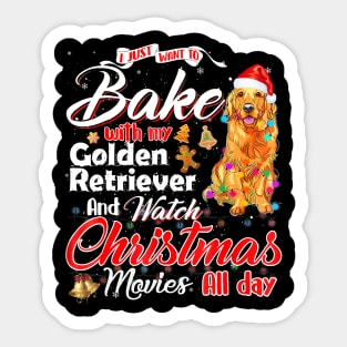 Bake Stuff With Golden Retriever And Watch Christmas Sticker